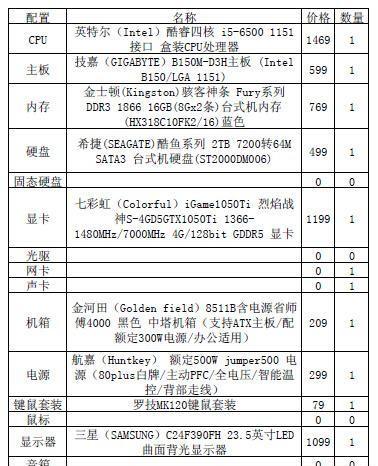 家用电脑配置清单及价格一览（打造高性能家庭娱乐中心）